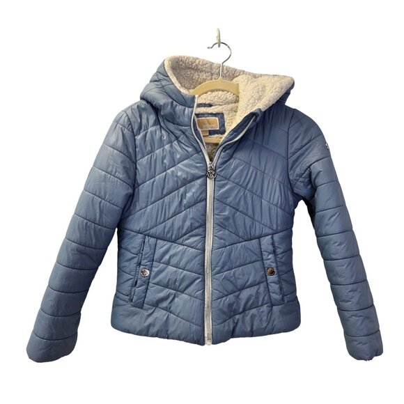 Michael Michael Kors Hooded Sherpa Lined Full Zip Puffer Jacket Size Girl's 10/1 - Picture 1 of 8